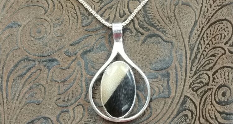 Pendant Black and White Horse Hoof Hand Made by Jeff Loehr
