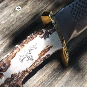 Deer Antler Bowie Knife Scrimshaw & Engraved (2)
