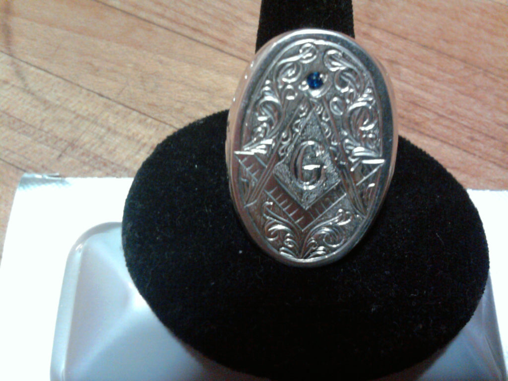 Masonic Ring with Blue Sapphire