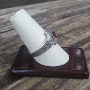 Hand Engraved Celtic Knot Silver Garnet Ring (3)