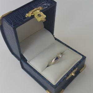 Hand Engraved White Gold Diamond Sapphire Ring (1)